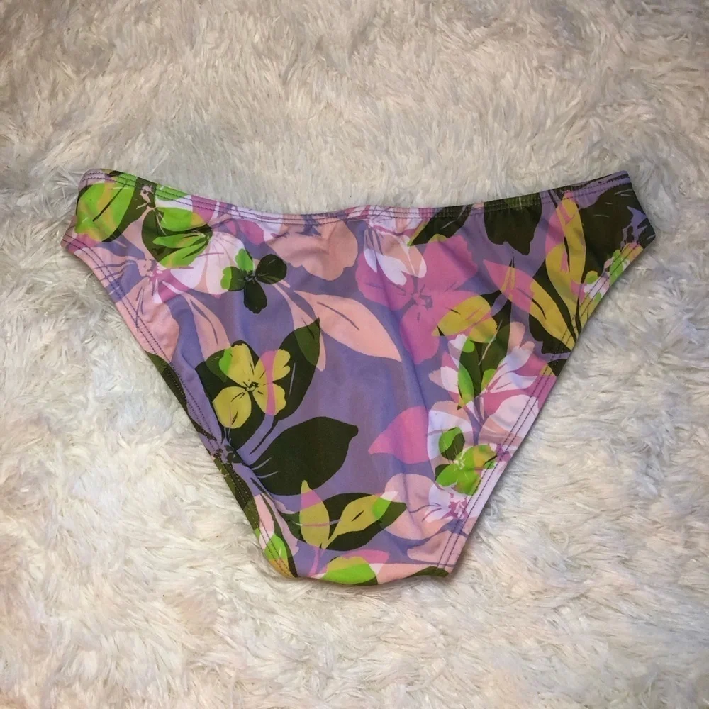 VENUS Pink and Green Floral Bikini Bottom size 6 NWT
